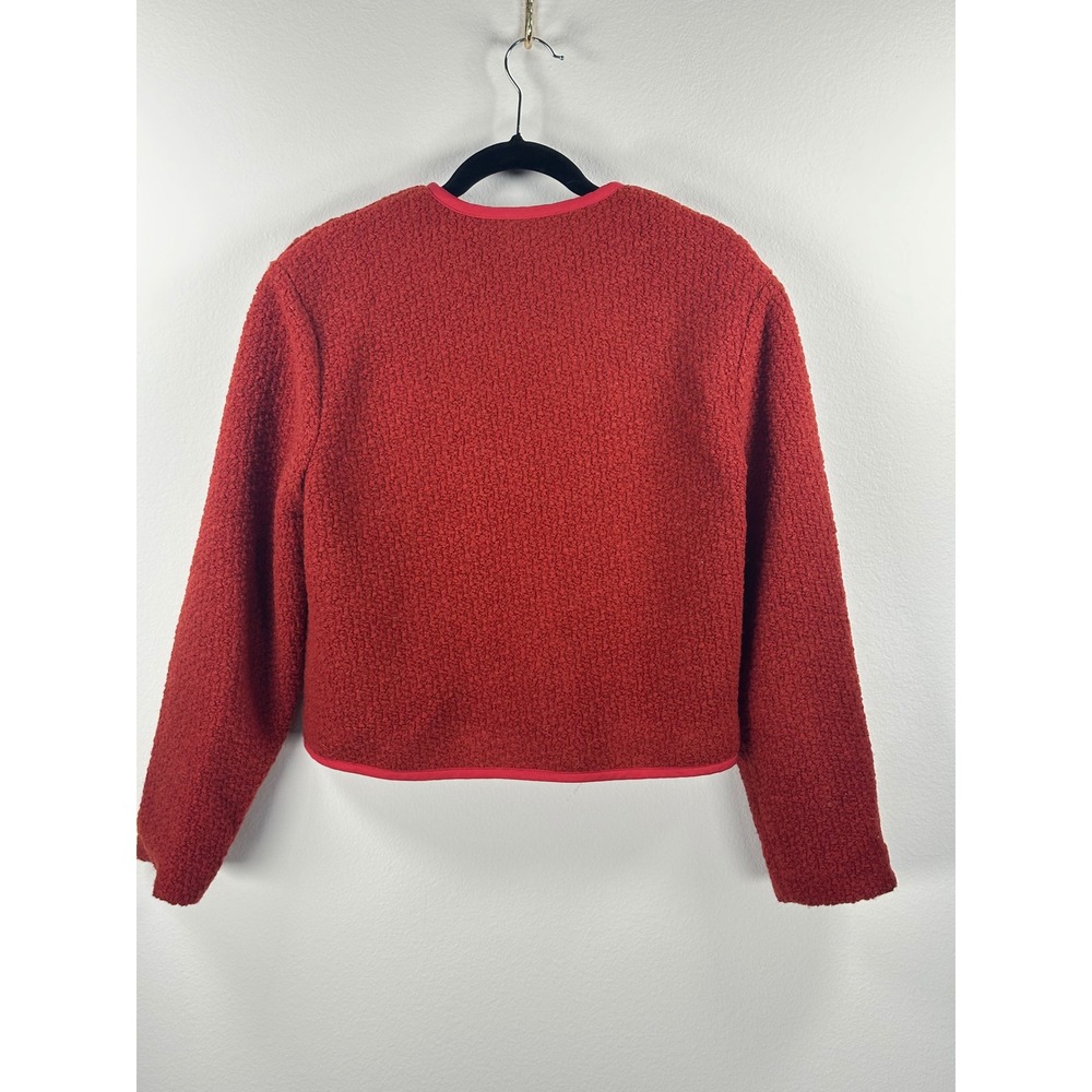 CAARA Joe Relaxed Fit Cropped Wool Boucle Red Jacket Rollneck Tweed Old Money - Picture 6 of 12